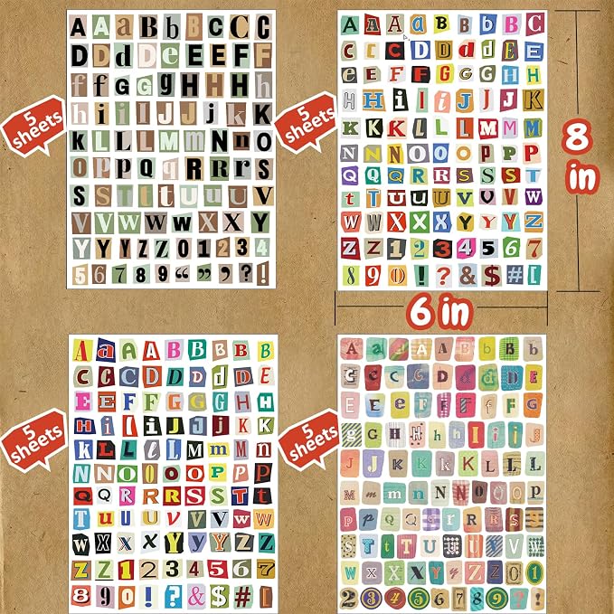 1920pcs Scrapbook Letter Stickers Ransom Vintage Junk Journal Stickers Numbers - Image 5