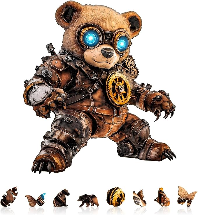 Cyber Bear Puzzles Adults Gifts Wooden 140 Pieces 11.4 * 10in by Jollitot