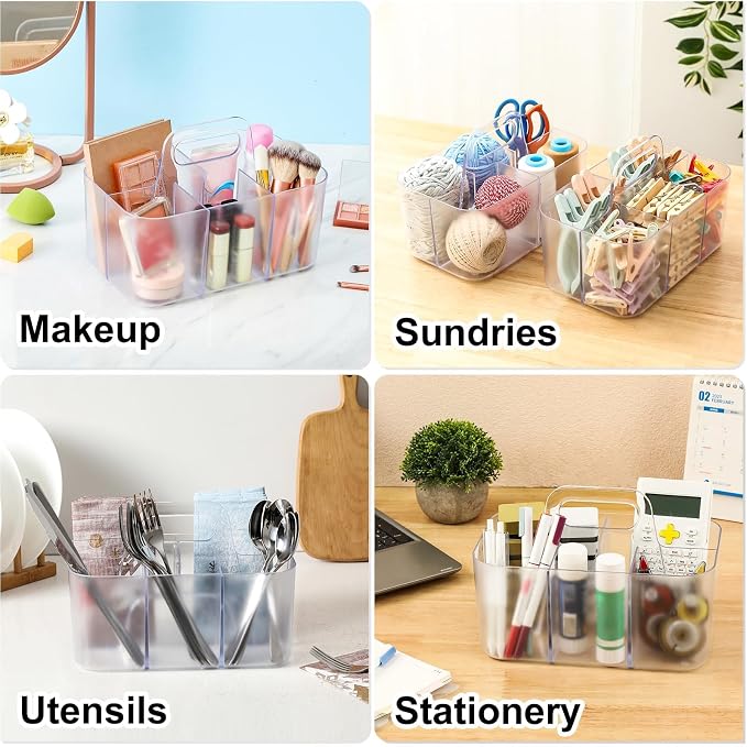 Multiuse Caddy Organizer with Handle, Portable Plastic Tote Bin - Image 2
