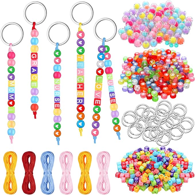 Landical 564 Pcs DIY Bead Keychain Kit Key Chain Making Craft Adjustable Letter by Landical