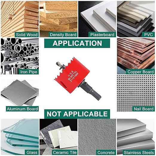 HYCHIKA 2 Inch/51mm Hole Saw,Bi-Metal Cutter Hole Max Cutting Depth 32mm with 1 Arbor Drill Bit for Wood Cutting Cornhole Plastic Drywall Boards Fiberboard