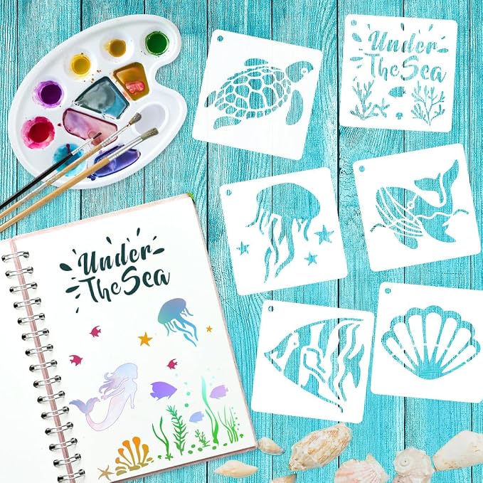 50 PCS Ocean Animal Painting Stencils Reusable Sea Stencils - Image 3