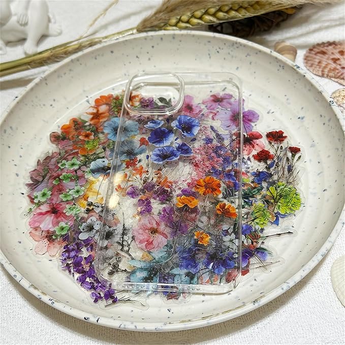50 Pieces Natural Flower Themed Transparent Stickers - Image 4