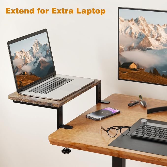 Desk Extender, 15-inch Clamp-On Desk Shelf, Height-Adjustable Desktop Shelf - Image 4