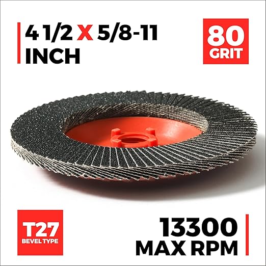 Jumbo Zirconia Flap Discs 4 1/2 for Angle Grinder, 80 Grit Type 27 High Density Trimmable 5/8"-11 inch Grinding Wheels for Grinding, Rust Removal, Sanding and Finishing - 10 Pack