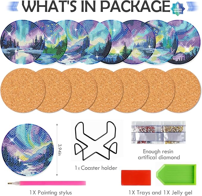 Sitsink Northern Lights Diamond Painting Coasters - Image 2