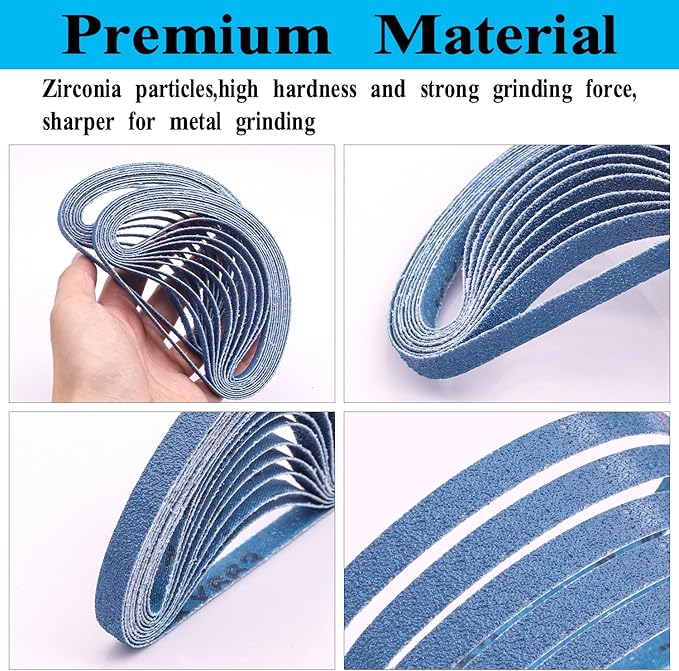 3/8" x 13" Zirconia Sanding Belts, 30 pack 3/8x13 Inch Sanding Belts 80 Grit, Zirconia Belt Sander Sanding Belts for Air File Belt Sander(3/8x13in, 80 Grit)