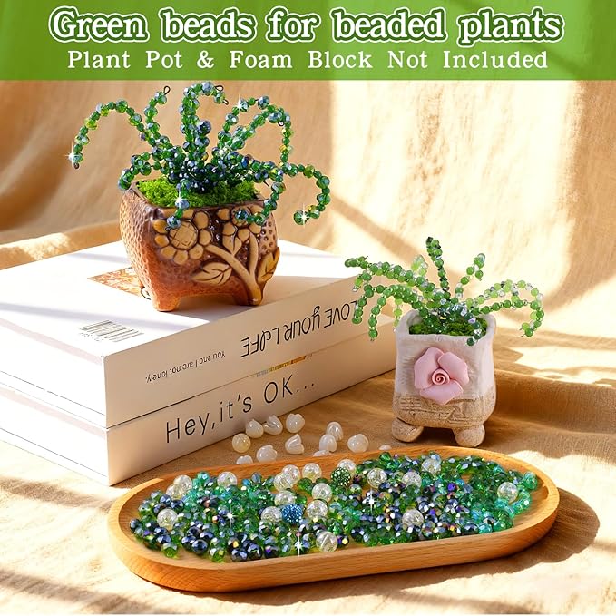 FOGWOWO 5422 Pcs Beaded Plant Kit Forever Plant Kit Green Glass Beads - Image 6