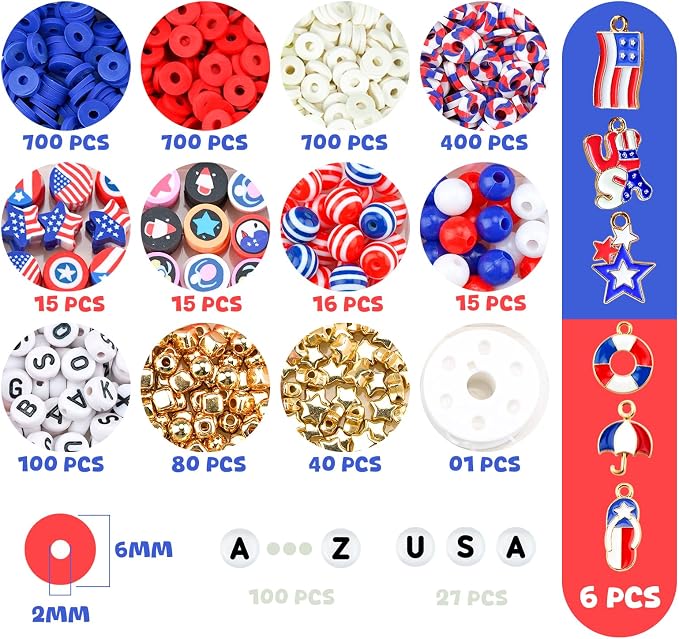 Gionlion 4th of July Decorations Bracelet Making Kit - Image 5