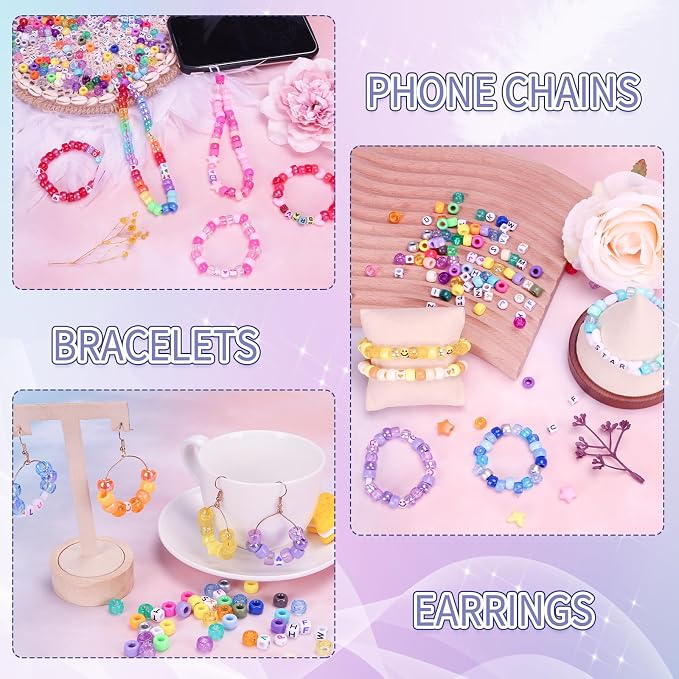 QUEFE 4900pcs Pony Beads Kandi Bracelet Kit, Friendship Bracelet Making Kit - Image 5
