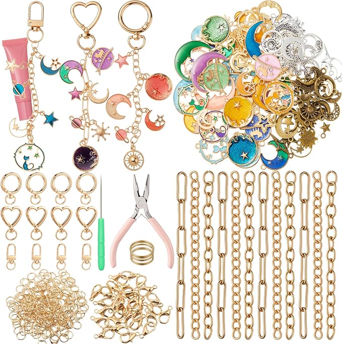 VioraWhite 457 Pcs Charms Lip Gloss Keychain Making Kit DIY Keychains Kit by VioraWhite