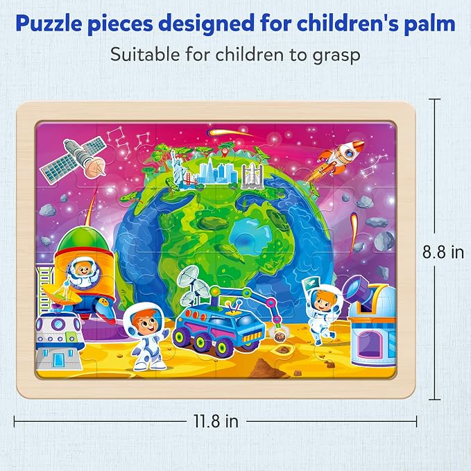 SYNARRY Large US World Earth Solar System Wooden Puzzles - Image 5