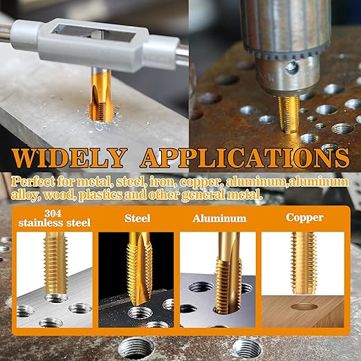 1/8-27 NPT Pipe Tap and R Drill Set,M2 HSS Hand Threading Plumbing Tap Set for Plumbers Mechanics DIY Thread Cutting Tools