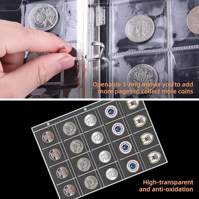 Coin Collection Book for Collector 260 Pockets Fireproof | Coin Collection - Image 6