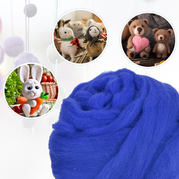 uxcell Needle Felting Wool, 3.5 Oz Nature Fibre Wool Yarn Roving - Image 4