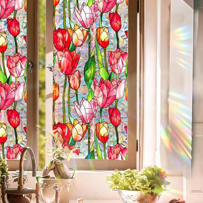Stained Glass Window Film UV Resistant Window Privacy Film by Aomkmi