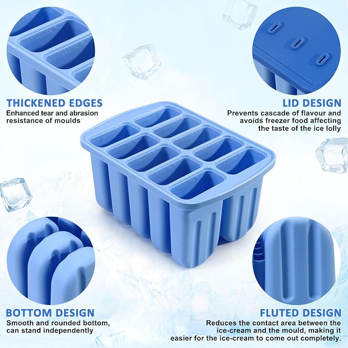 Popsicles Molds, 10 Cavity Silicone Popsicle Molds Easy-Release BPA-free - Image 4