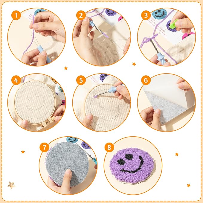 FoszaSzept Smile Punch Needle Coaster Kit, Easy DIY Mug Tufted Making Set - Image 3
