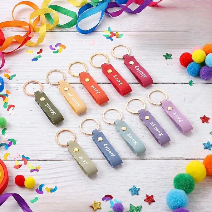 Wavyknot 100 Pcs PU Leather Keychain Blanks Bulk Laser Engraving Blanks - Image 3