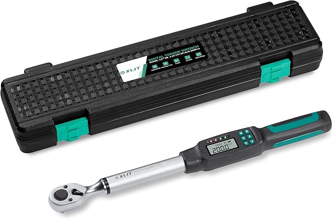 1/2" Drive Digital Torque Wrench with 10-200Nm (7.4-147ft-lb) Range, ±2% Calibrated Accuracy, Smart LED & Buzzer Duo-Alert, and Memory Function for Reliable Automotive, Car, and Truck Lug Nuts
