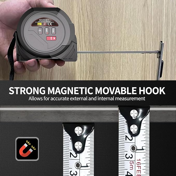 Laser Tape Measure 3-in-1 131ft Laser Measuring Tape & 16ft Woodworker Tape Measure & Crosshair, Area, Volume, Ft/Ft+in/in/M Unit Support for Decorating Architecture DIY Furniture