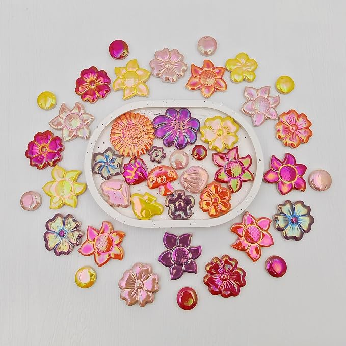 500g/1.1lb Ceramic Mosaic Tiles Mixed Shapes of Flowers, Mushrooms - Image 7