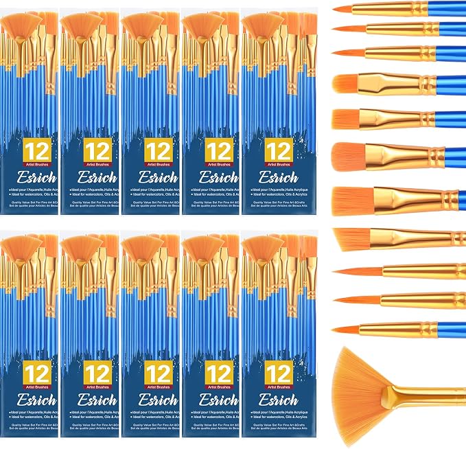 ESRICH Paint Brushes Set, 12 Sizes Paint Brush by ESRICH
