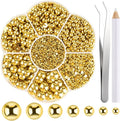 NACHLYNN 6480 Pcs Flat Back Pearl 7 Sizes Half Round Beads Gold by Createyourownlifestory