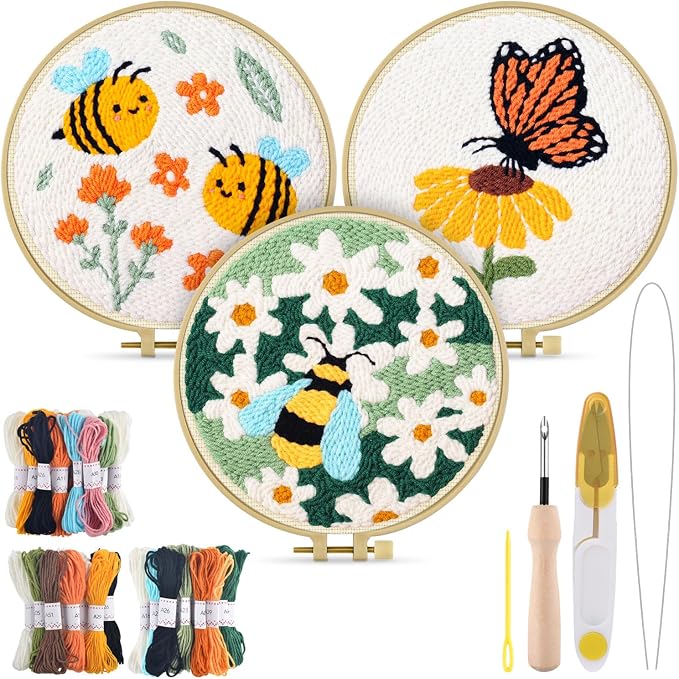 TINDTOP Punch Needle Kits, Flowers Punch Embroidery Kits by TINDTOP