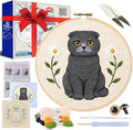 Eflin Punch Needle Kits Adults Beginner, Cute Scottish Fold Cat Punch Needle Kit by Unknown