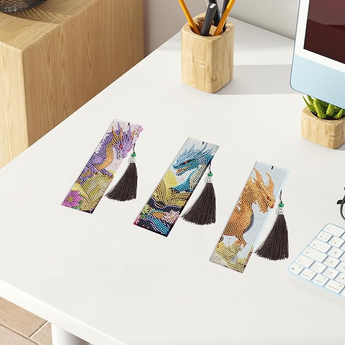 Dragon Diamond Art Bookmarks Kit: 8 Pcs Diamond Painting Bookmark - Image 6