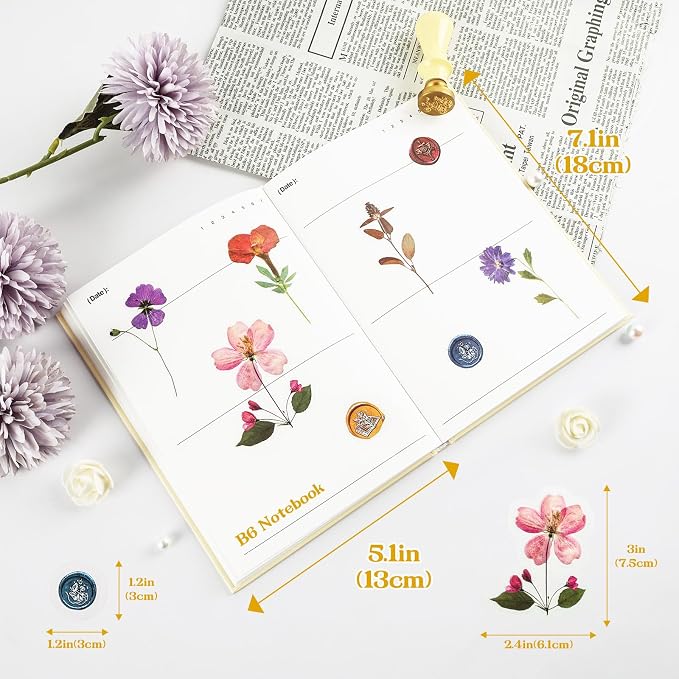 Dizdkizd 320Pcs Realistic Transparent Flower & Wax Seal Stickers - Image 4