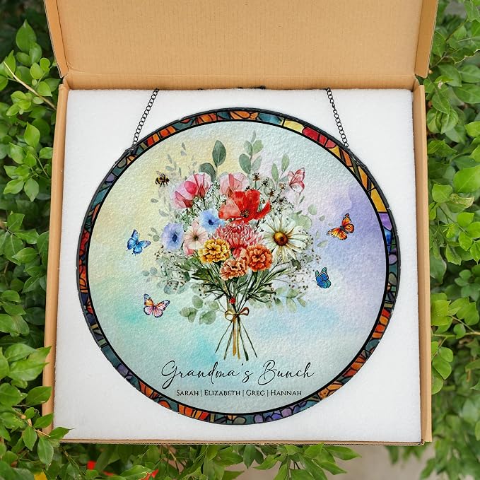 Custom Family Birth Flowers Glass Sun Catcher, Custom Mom's Grandma's Garden - Image 7