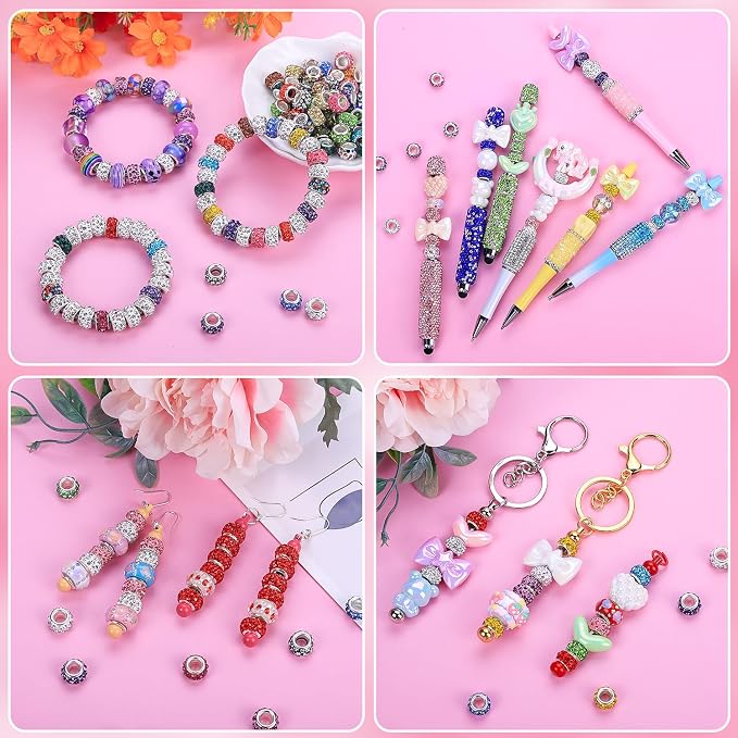 Aipridy European Large Hole Beads, Colorful Glass Charm Beads Set - Image 3