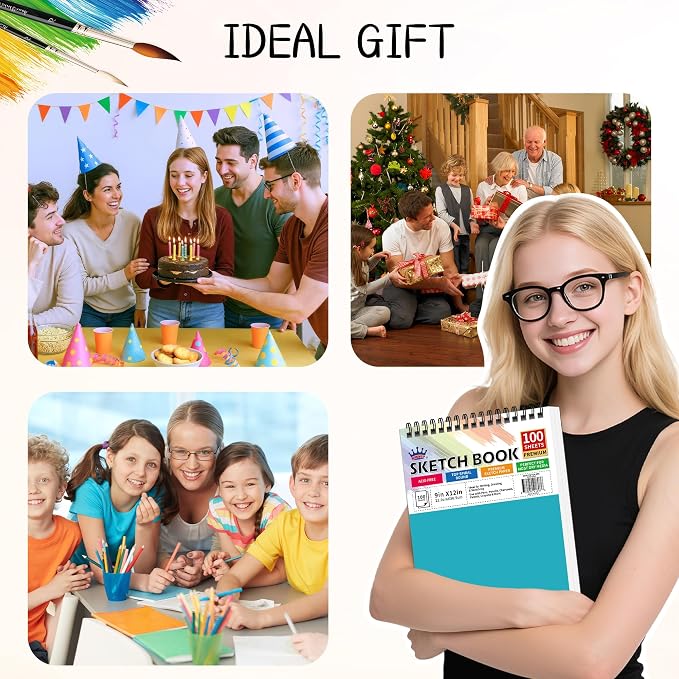 WINNER 9" x 12" Sketch Book 4 Pack, 400 Sheets Spiral Bound Art Sketchbook - Image 8