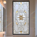 Stained Glass Window Privacy Film: Non-Adhesive Sun and Landscape Mosaic Design by AOHMPT