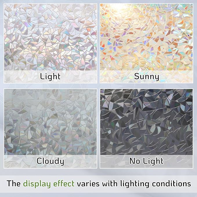 LUTE Rainbow Window Privacy Film, Stained Glass Cling, 17.5" x 157.4" | 3D - Image 8