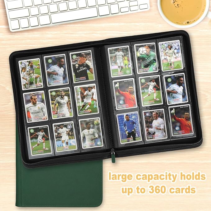360 Cards Ringless 9-Pocket Side Loading Trading Card Binder, PU Zipper Fixed - Image 6