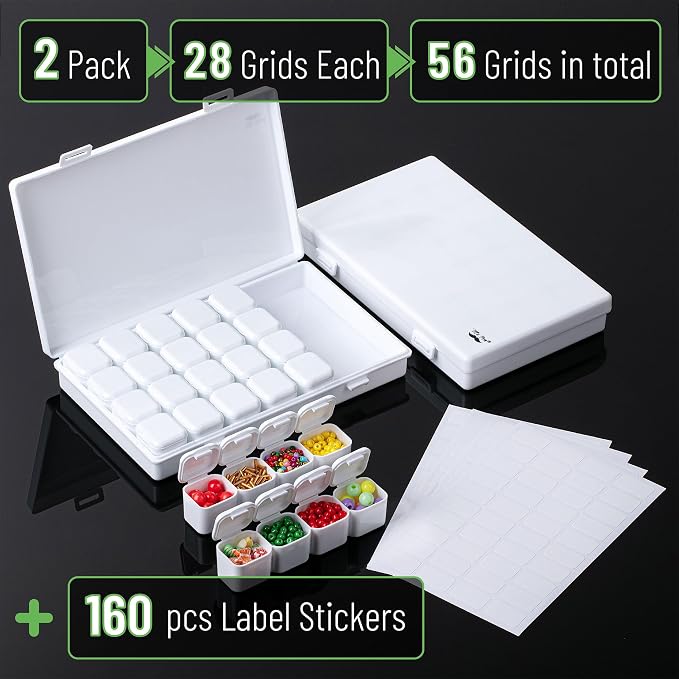 Mr. Pen- Bead Storage Containers, 28 Grids, 2 Pack, Transparent, Small Bead - Image 2
