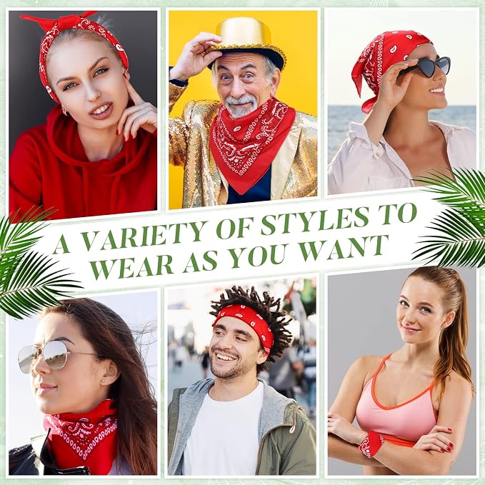 100 Pack Bandanas Unisex Paisley Bandanas Bulk Multi Purpose Cowboy Head Wrap - Image 2