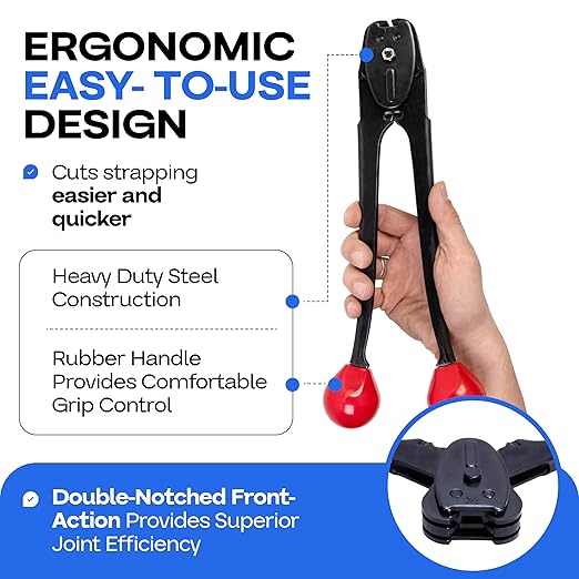 IDL Packaging C-3106 Double-Notched Front-Action Sealer/Crimper for 3/4" Steel Strapping - Hard and Durable Steel Construction - Professional Gear with High-Strength Sealing Action