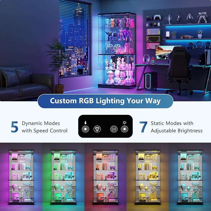 Glass Display Cabinet with RGB Lights - Image 3