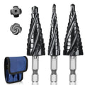 3 PCS Cobalt M35 Step Drill Bits Set 1/8" to 7/8", TiAlN Coating 4 Spiral Flute Step Bit for Stainless Steel, Metal, Aluminum, Plastic