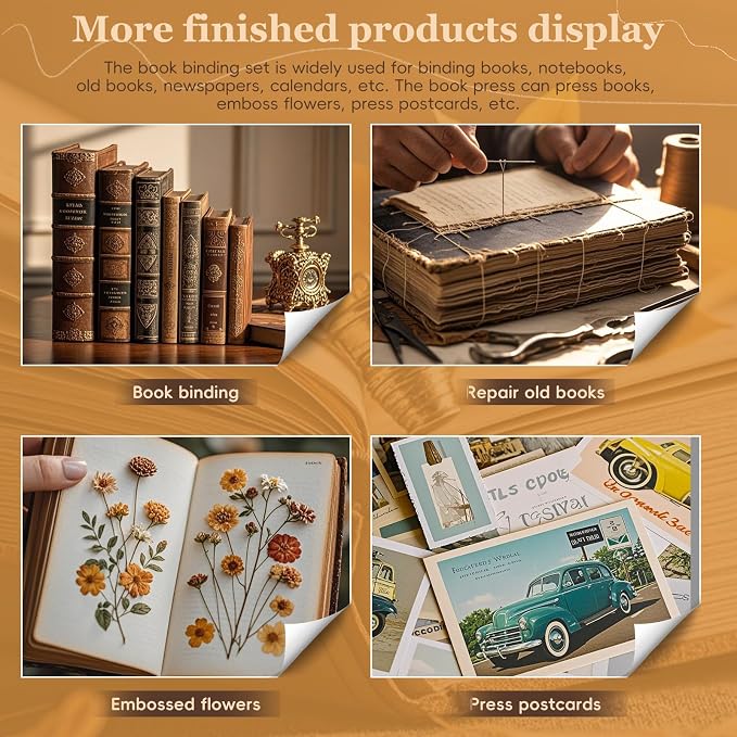 JUPEAN 45 Pcs Book Binding Kits, Bookbinding Kit Large Book Press 14.76”x11.42” - Image 7