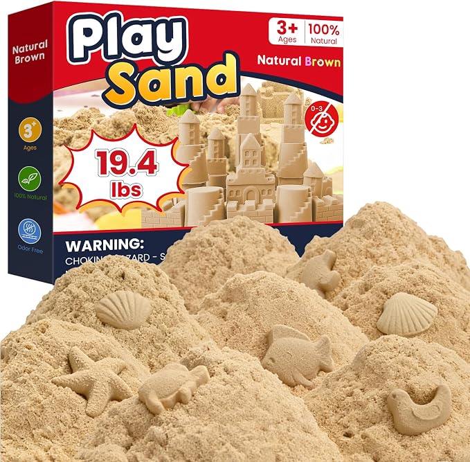 FURWEY 19.4lbs Play Sand, Natural Brown Sensory Sand, Suitable by FURWEY