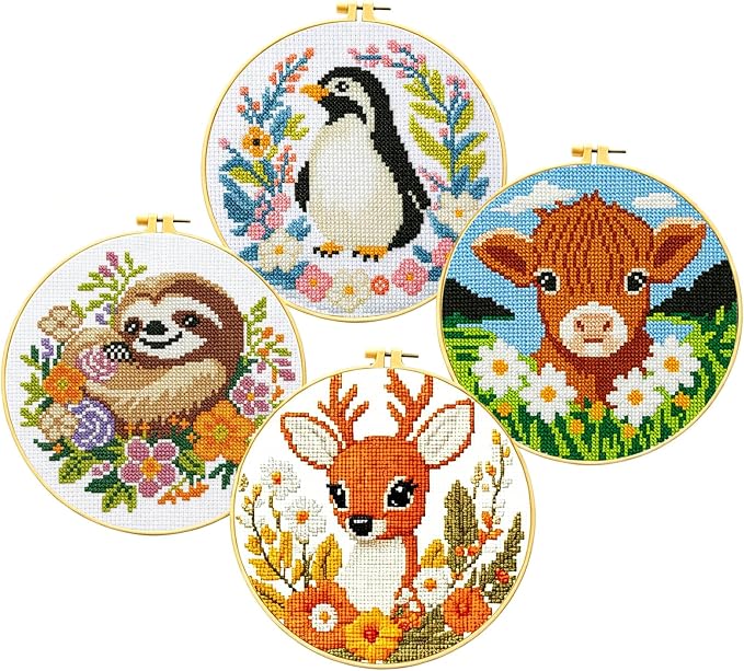 Zhenqing 4-Piece Animal Cross Stitch Kit by ZhenqingHomeFlagship