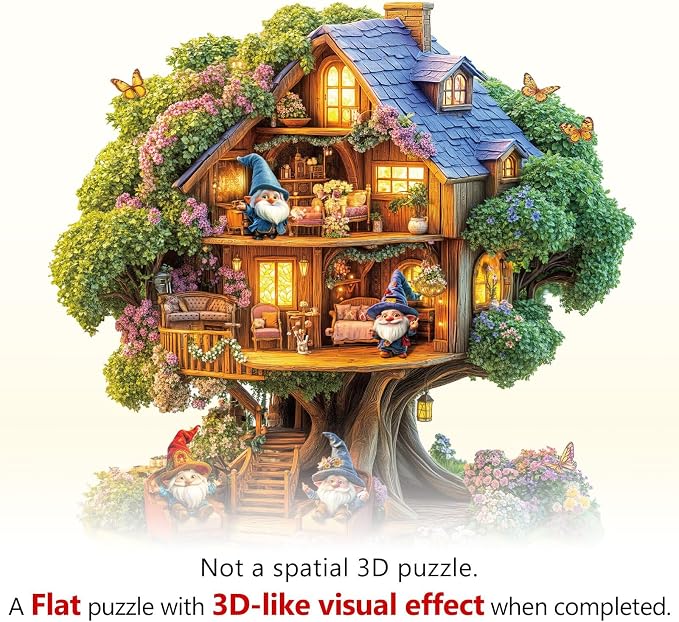 Elf Tree House Puzzles Adults Gifts Wooden 175 Pieces 11.4 * 11in - Image 9