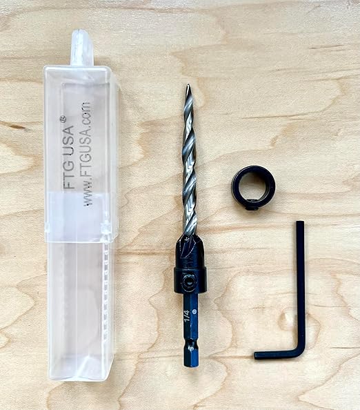 FTG USA Adjustable Wood Countersink Drill Bit #14 (1/4") with Tapered Drill Bit for Woodworking
