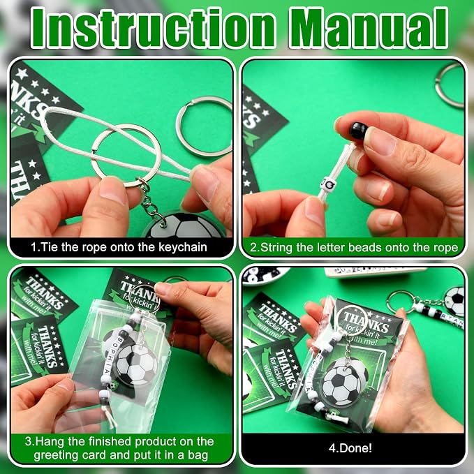 Suncalla 984 Pcs 24 Set Soccer Bead Keychain Making Kit DIY Sports Crafts | - Image 2