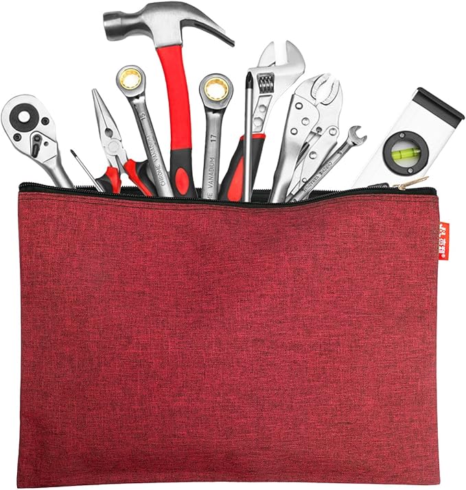 5 Pack Canvas Zipper Tool Bag Set, 13x9.5 inch 16oz Heavy Duty Waterproof Multipurpose Utility Multi Tool Storage Pouch Case for Organizing and Sorting Household Tools, Spare Parts (5 Colors)